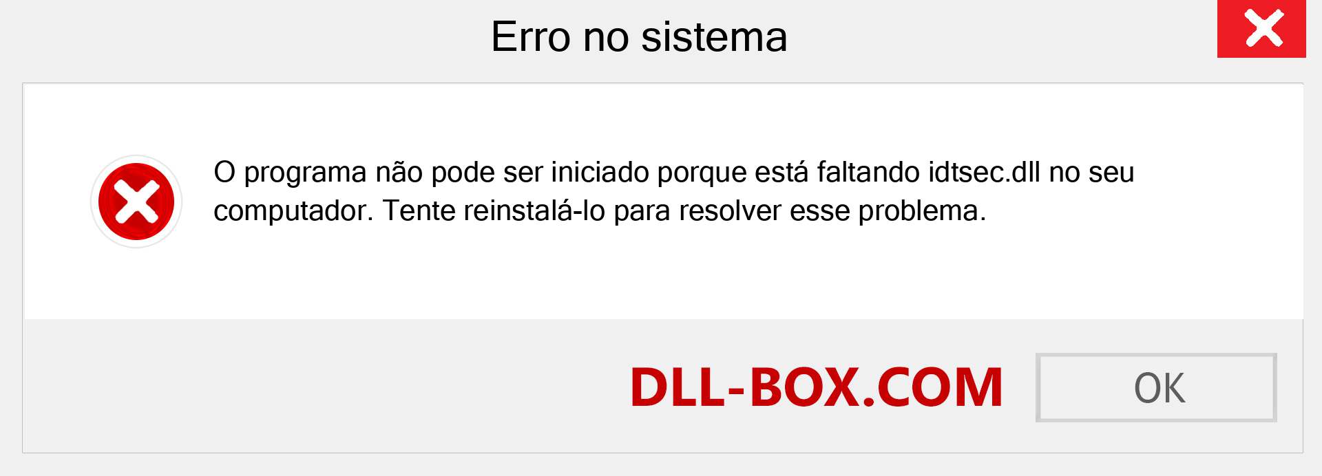 Arquivo idtsec.dll ausente ?. Download para Windows 7, 8, 10 - Correção de erro ausente idtsec dll no Windows, fotos, imagens